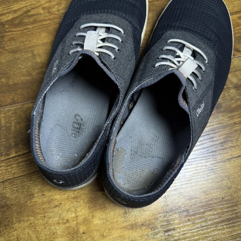 OluKai Nohea Moku 10283-6C6C Night Black Textile Boat Shoes Mens Size 8.5